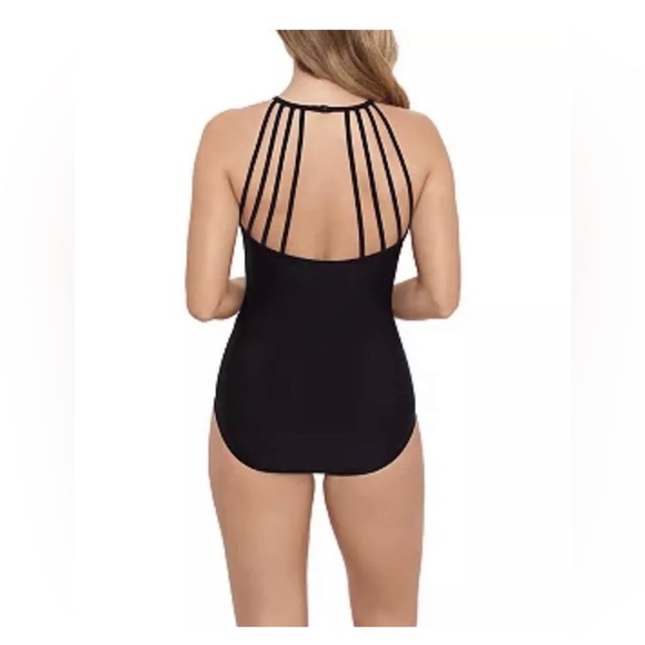 Women's Sail Away Swimsuit Blue Black Stripe One-Piece Swimming Suit Size Small - Picture 2 of 3